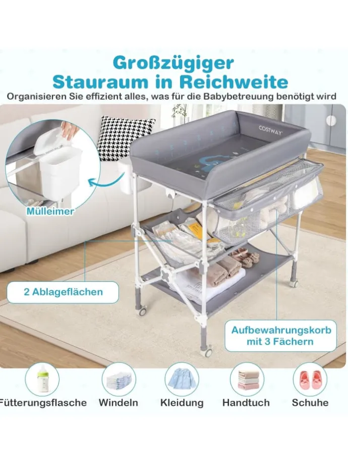 5 in 1 Wickelkommode 0-1 Jahr alt in Grau