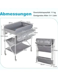 5 in 1 Wickelkommode 0-1 Jahr alt in Grau