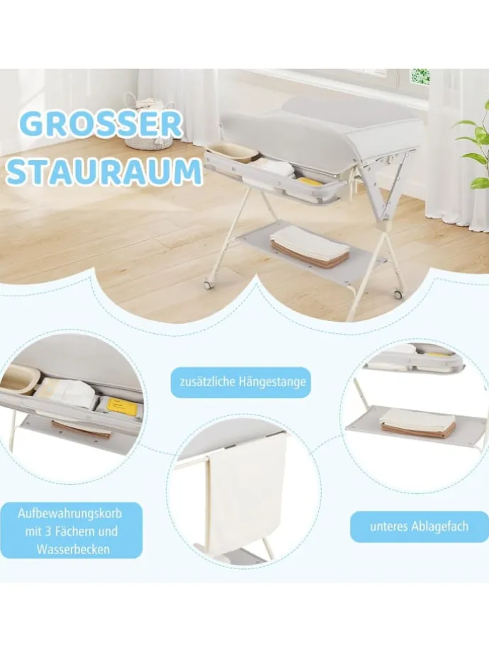 5 in 1 Wickeltisch klappbar bis 6 Monaten in Beige