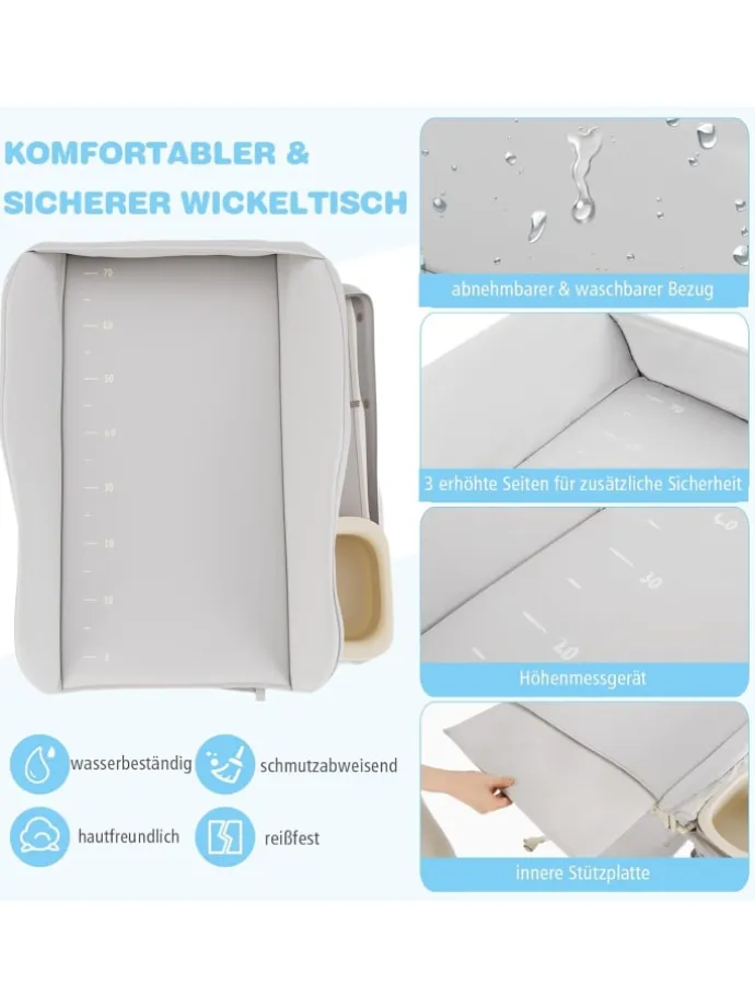 5 in 1 Wickeltisch klappbar bis 6 Monaten in Beige