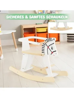 2 in 1 Zebra Schaukelpferd in Weiß