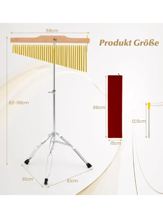 36 Klangstäbe für Windspiel in Gold