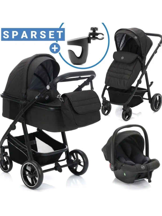 3-1 Kombi-Kinderwagen-Set Fill Jaguar mit in grau,schwarz