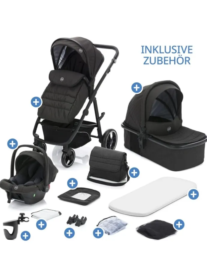 3-1 Kombi-Kinderwagen-Set Fill Jaguar mit in grau,schwarz