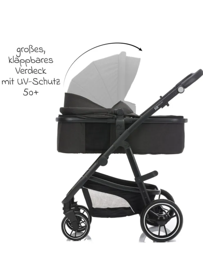 3-1 Kombi-Kinderwagen-Set Fill Jaguar mit in grau,schwarz