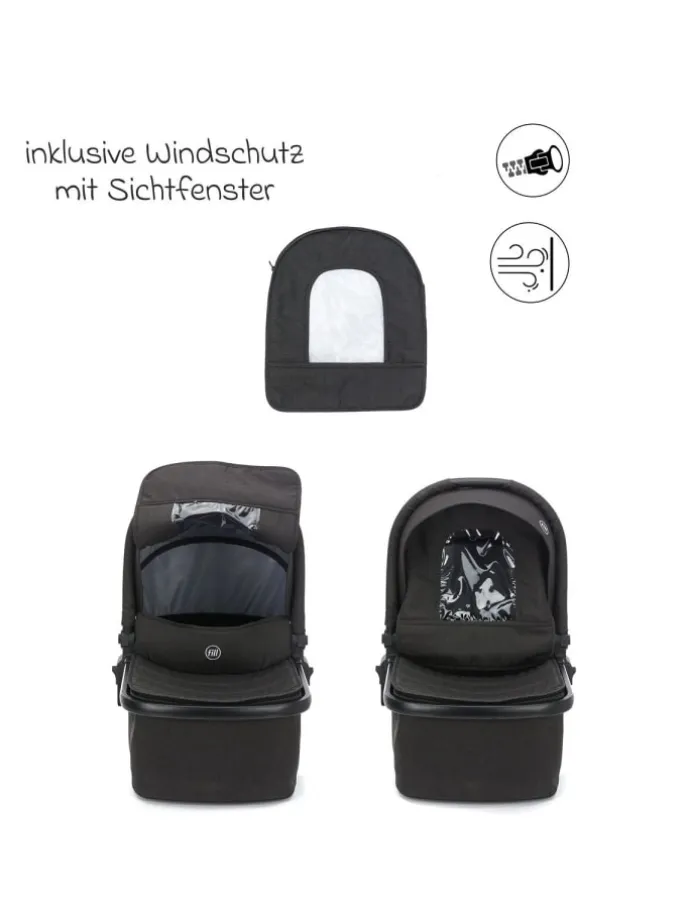 3-1 Kombi-Kinderwagen-Set Fill Jaguar mit in grau,schwarz