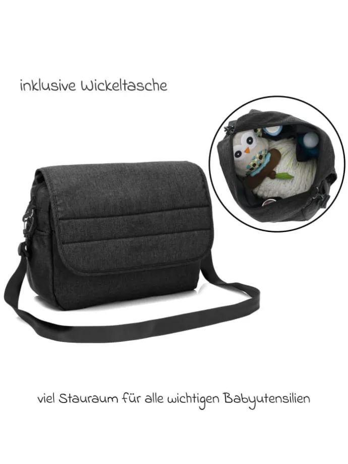 3-1 Kombi-Kinderwagen-Set Fill Jaguar mit in grau,schwarz