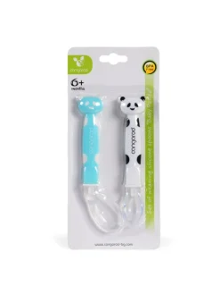 2 Stück Babylöffel Panda F1607 in blau