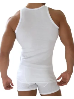 5 Stück Herren-Unterhemd Feinripp Weiß in Weiß