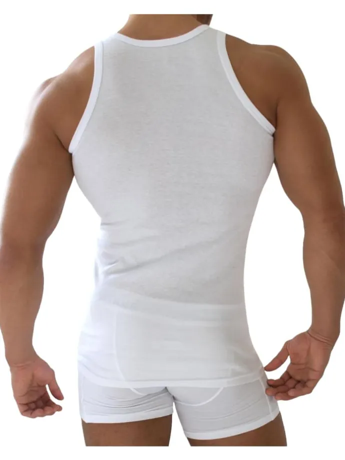 5 Stück Herren-Unterhemd Feinripp Weiß in Weiß