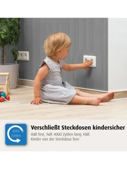 [10 Stück] Steckdosenschutz klebbar weiß in Weiß ab 0 Monate