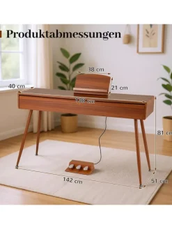 88 Tasten Digital Piano Vollgewichtet Klavier in Braun