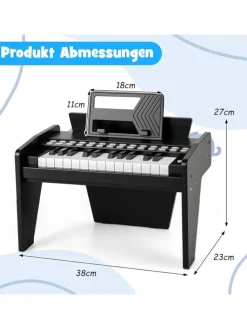 25 Tasten Keyboard Kinder ab 3 Jahren in Schwarz