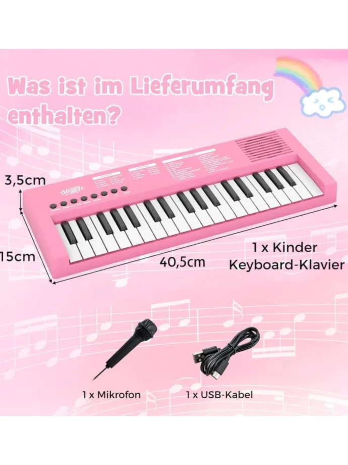 37 Tasten Keyboard Kinder ab 3 Jahren in Rosa