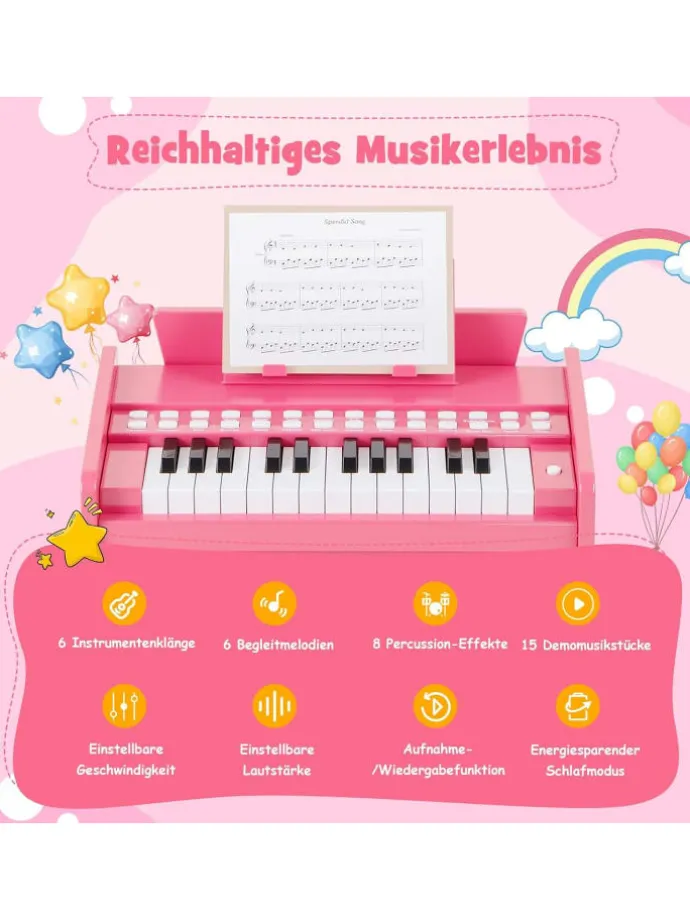 25 Tasten Keyboard Kinder ab 3 Jahren in Rosa