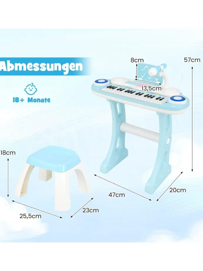 37 Tasten Klaviertastatur mit Licht in Blau