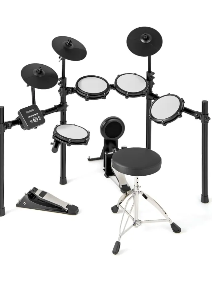 8 tlg. E-Drum Sets faltbar in Schwarz