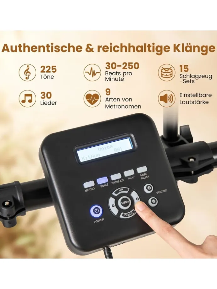 8 tlg. E-Drum Sets faltbar in Schwarz