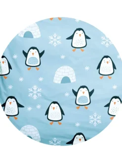 2 tlg. Feinbiber Bettwäsche 100x135cm Pinguin Iglu in Hellblau