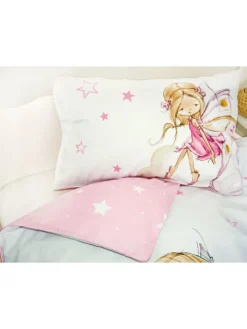 2 tlg. Flanell Bettwäsche 100x135cm Fee in Rosa/Weiß