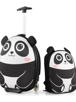 2 tlg. Kinderkoffer Rucksack in Schwarz
