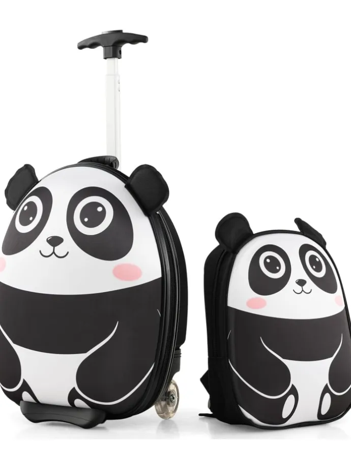 2 tlg. Kinderkoffer Rucksack in Schwarz