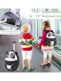 2 tlg. Kinderkoffer Rucksack in Schwarz