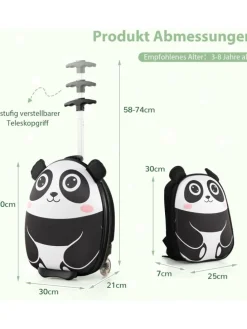 2 tlg. Kinderkoffer Rucksack in Schwarz