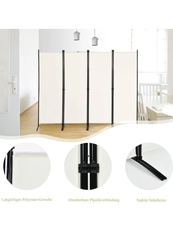 4 tlg. Raumteiler 173cm in Beige