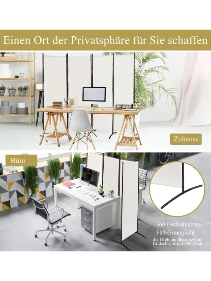 4 tlg. Raumteiler 173cm in Beige