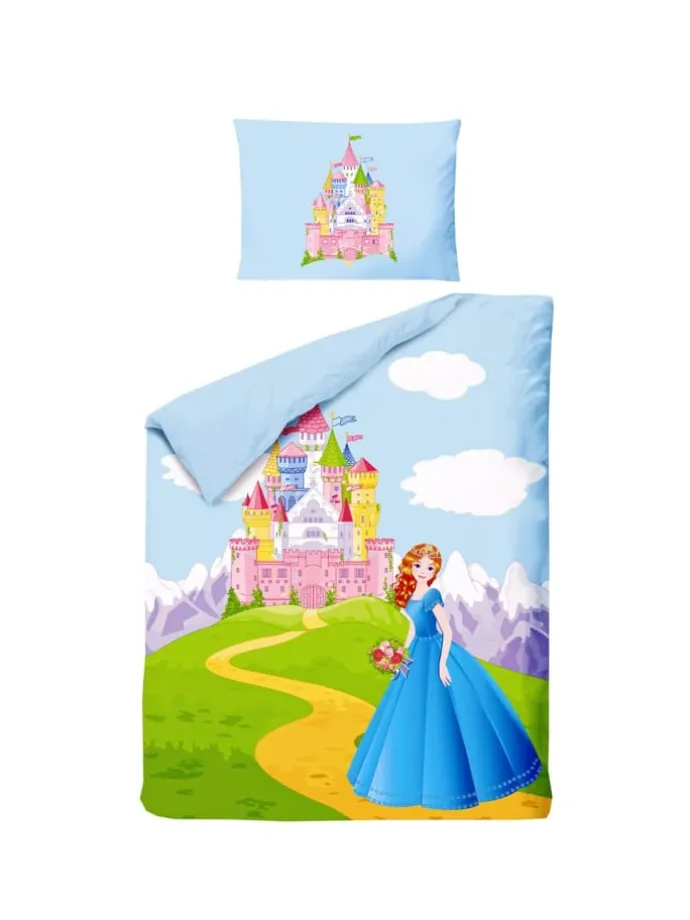 2 tlg. Renforcé Bettwäsche 100x135cm Prinzessin in Blau