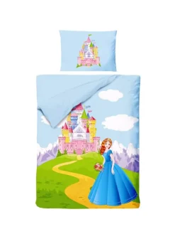 2 tlg. Renforcé Bettwäsche 100x135cm Prinzessin in Blau