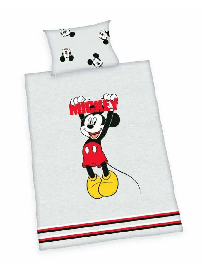 2 tlg. Renforcé Bettwäsche 100x135cm Disney Mickey Mouse in Grau