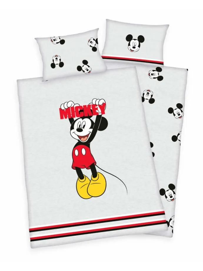 2 tlg. Renforcé Bettwäsche 100x135cm Disney Mickey Mouse in Grau