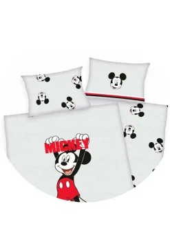 2 tlg. Renforcé Bettwäsche 100x135cm Disney Mickey Mouse in Grau