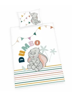 2 tlg. Renforcé Bettwäsche 100x135cm Disney Dumbo in Bunt