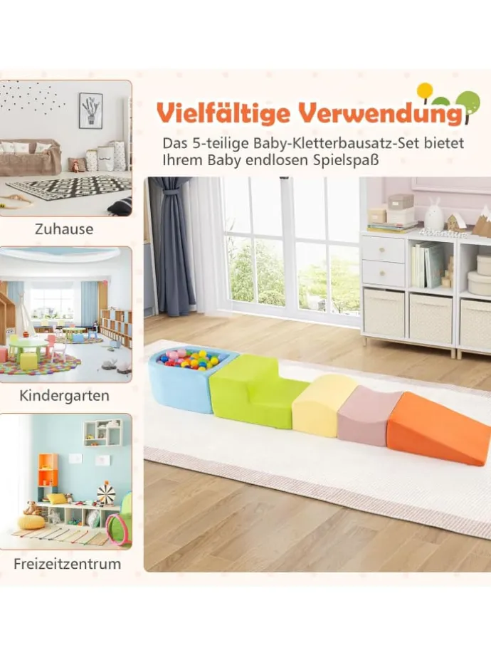 5 TLG. Schaumstoffbausteine in Bunt