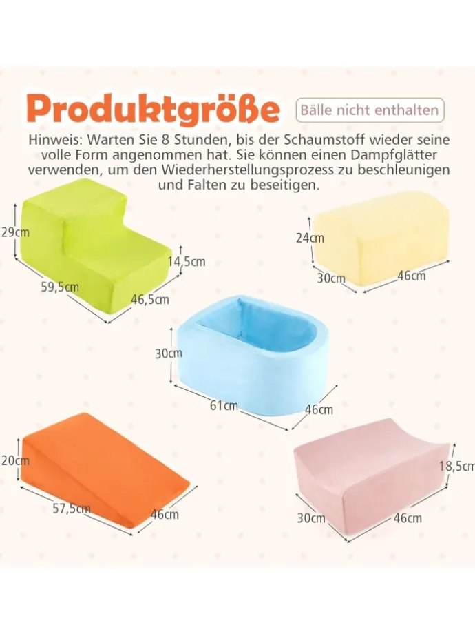 5 TLG. Schaumstoffbausteine in Bunt