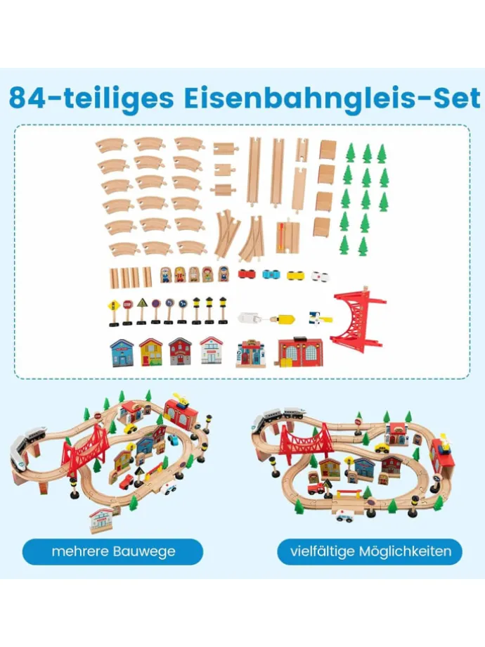 80 tlg. Set Eisenbahn in Bunt