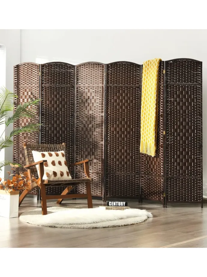 6 tlg. Trennwand Raumteiler 273 x 180 cm in Braun