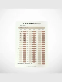 52 Wochen Sparchallenge „GET RICH!“ Holzchip-Edition