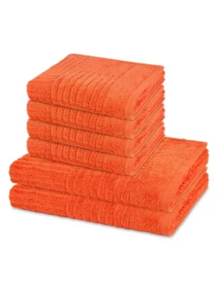 4 X Handtuch 2 X Duschtuch im Set Carre in Orange