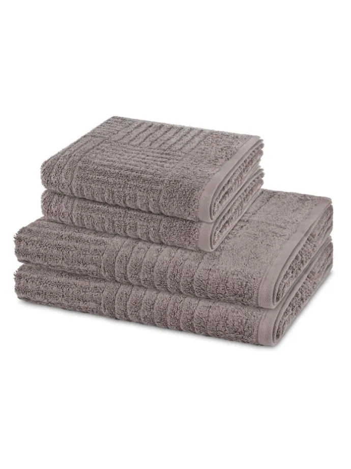 2 X Handtuch 2 X Duschtuch im Set Carre in Flanell