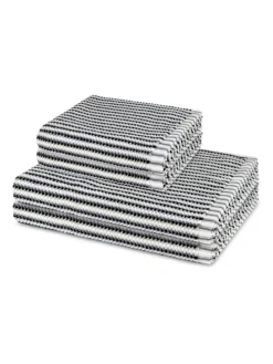 2 X Handtuch 2 X Duschtuch im Set Bliss in Grau / schwarz