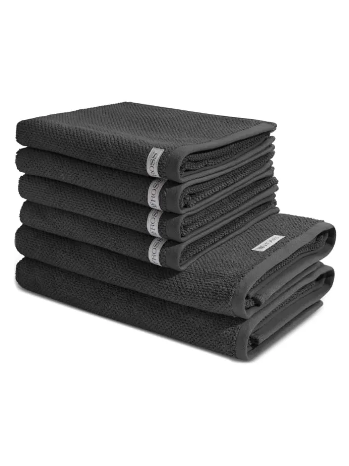 4 X Handtuch 2 X Duschtuch im Set Selection in Anthrazit
