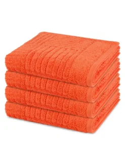 4 X Handtuch im Set Carre in Orange