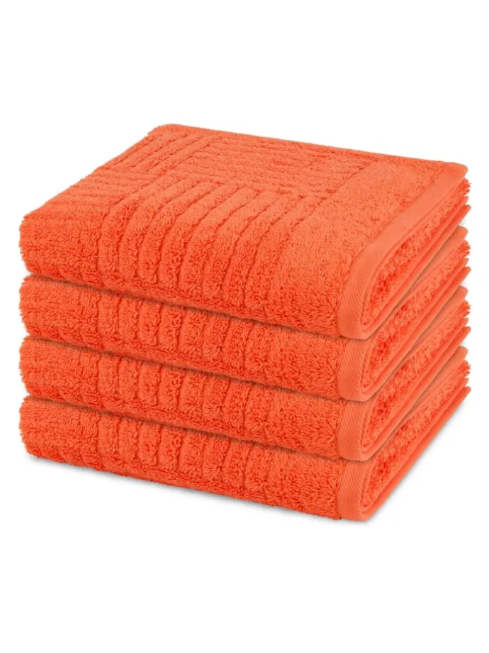 4 X Handtuch im Set Carre in Orange