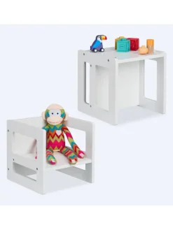 2 x Kindersitzhocker in Weiß - (B)30 x (H)30 x (T)30 cm