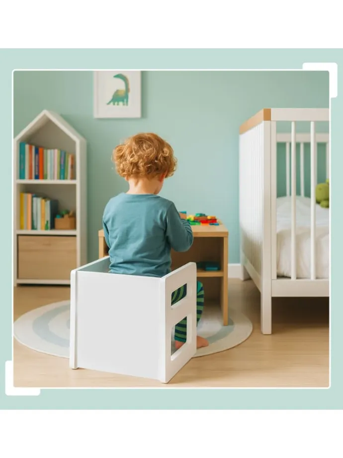 2 x Kindersitzhocker in Weiß - (B)30 x (H)30 x (T)30 cm