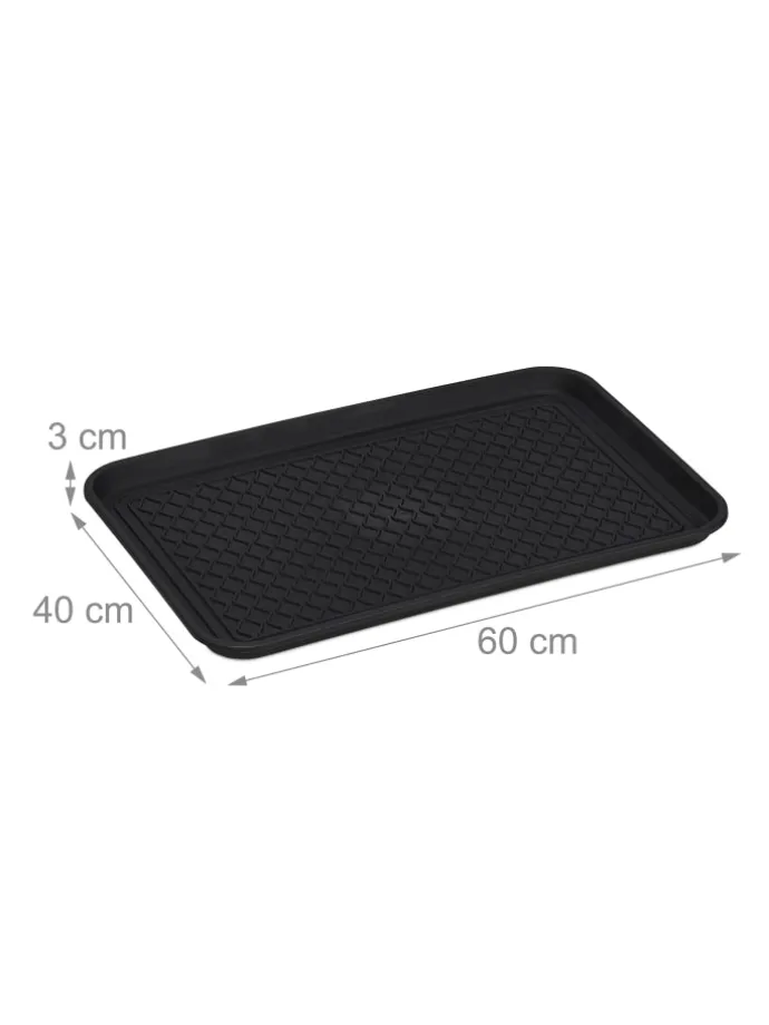 3 x Schuhabtropfschale in Schwarz - (B)60 x (H)3 x (T)40 cm